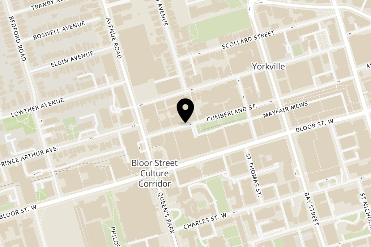 Map showing the location of Pala 148 on 148 Cumberland Street in Toronto